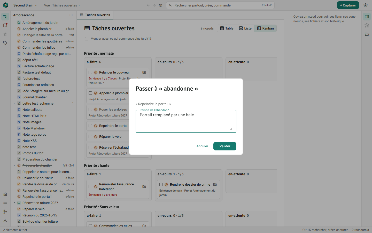 Le dialogue de raison d’abandon, dans le kanban